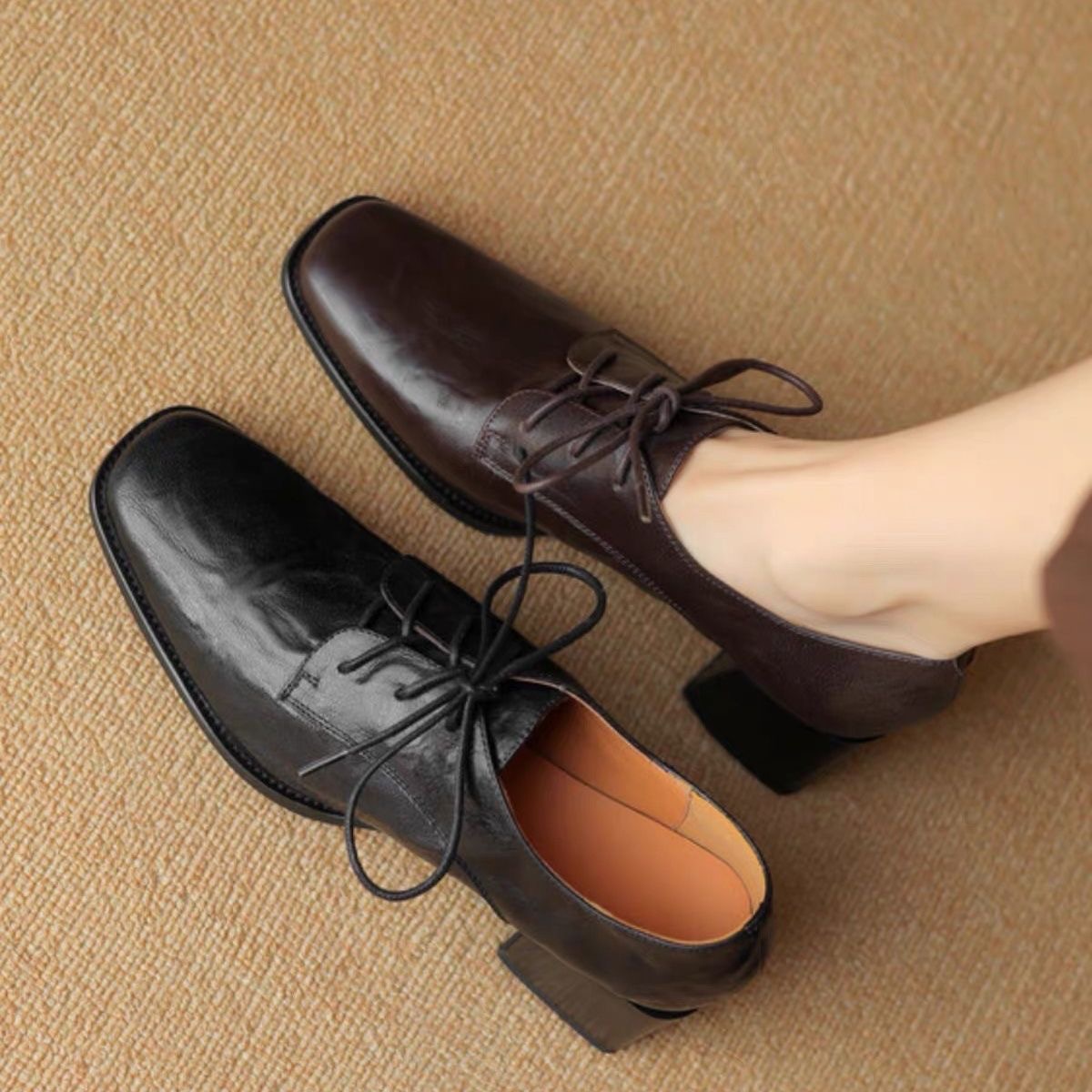 Women Square Toe Lace Up Oxfor - Oxford Lace Up Women 评论和价格