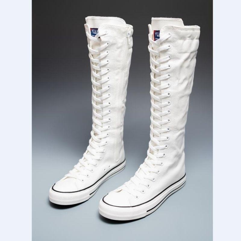 2025 New High Top Canvas Shoes - Knee High Boots Women 评论和价格
