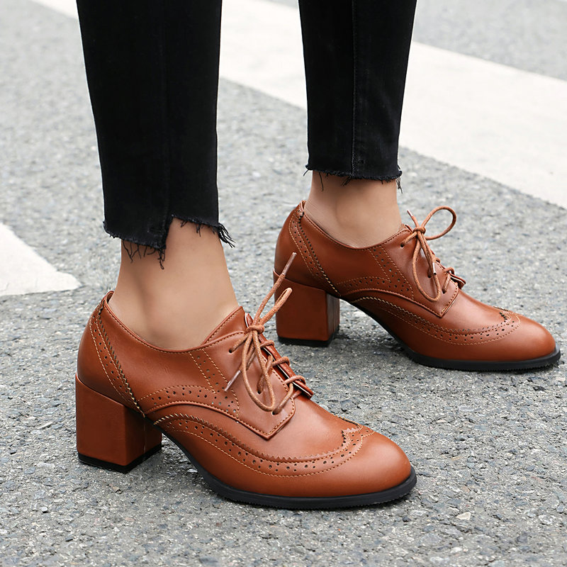 Plus Size 36-48 Brown Black Co - Oxford Lace Up Women 评论和价格