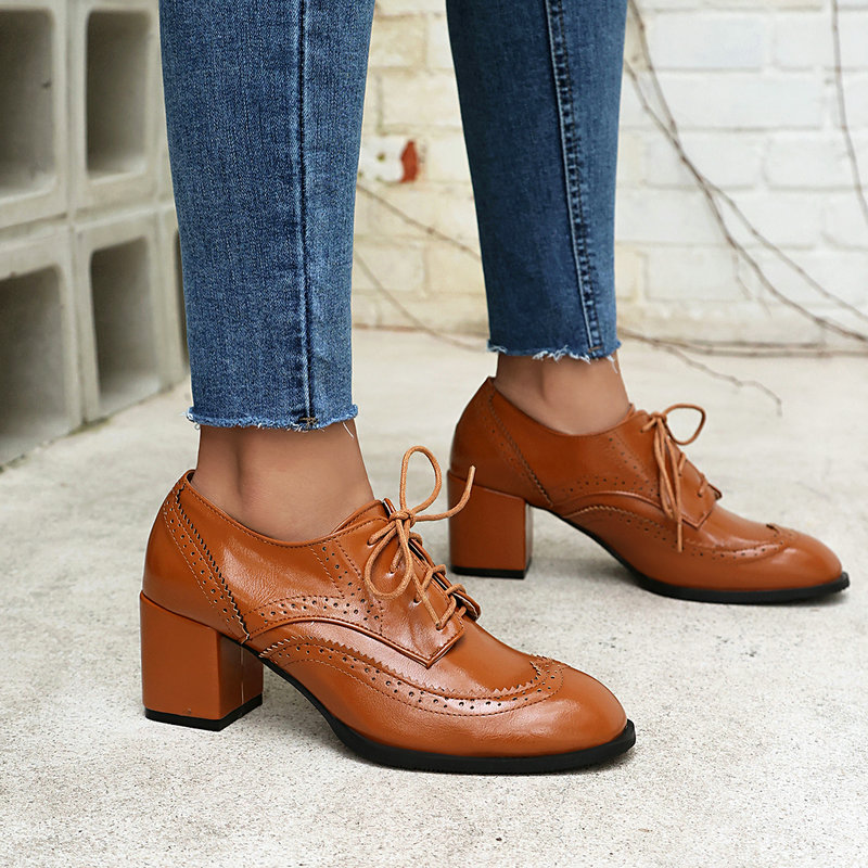 Plus Size 36-48 Brown Black Co - Oxford Lace Up Women 评论和价格