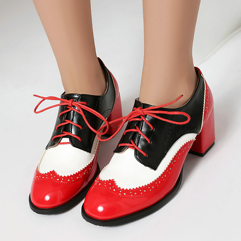 Plus Size 36-48 Brown Black Co - Oxford Lace Up Women 评论和价格